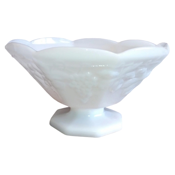 White Milk Glass Compote and Divided Dish - Picture 3 of 16